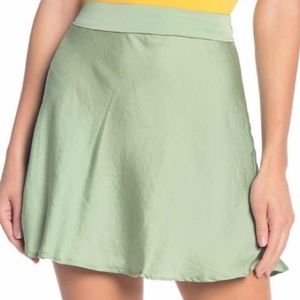 FREE PEOPLE Matcha Green Satin Phoebe Mini Skirt Size 4